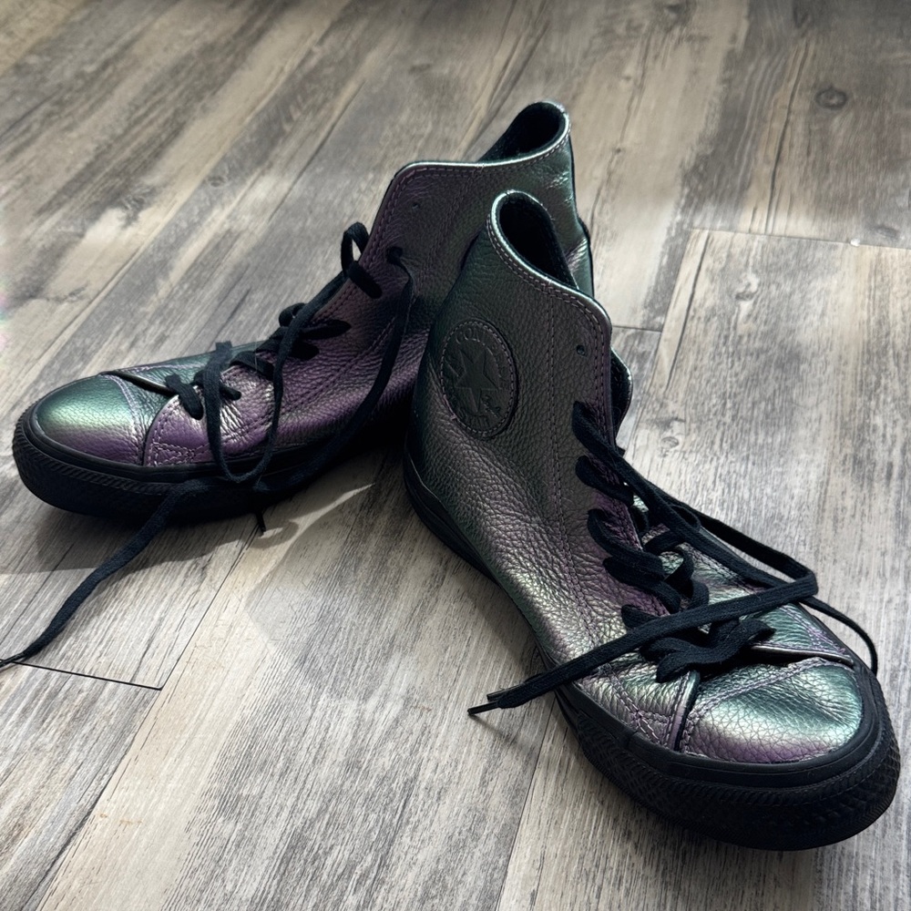 Iridescent High-Top Sneakers